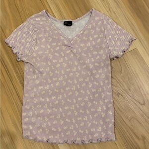 Cat & Jack Lilac Floral Ribbed Tee
